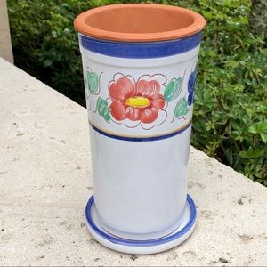 Wine Bottle Cooler Terra Cotta GLAZED w/ Coaster